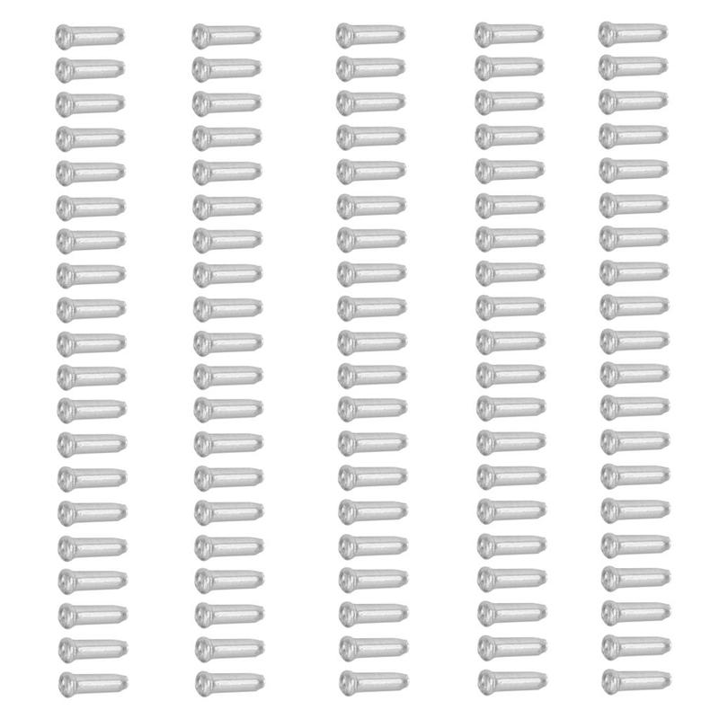 Brake Cable End Cap Aluminum Crimp Tips Universal for Bicycle Brake Gear Cables Bike Cable Arrangement 100 Pieces