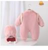 Infant Pink Flannel Two-Piece Hanfu-Style Winter Coat