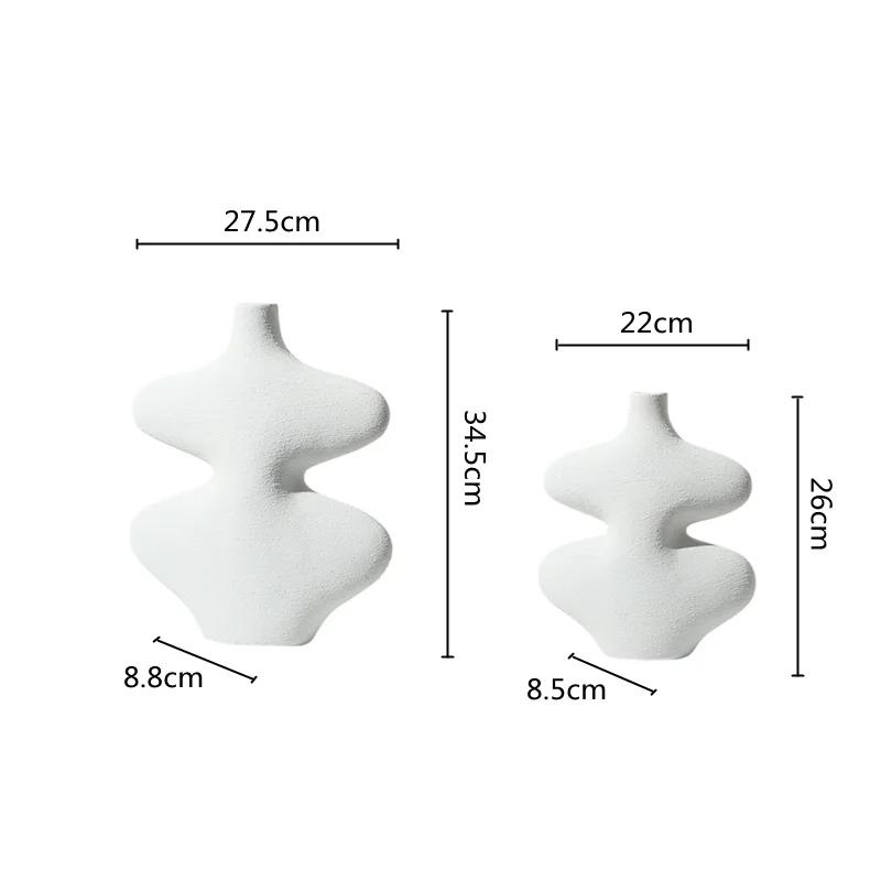 Bílá keramická váza Geometrický tvar Tykev Černobílé řemesla Aranžování květin Domácí dekorace Doplňky Vázy Květináče