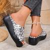 Fashion Leopard Zebra Print Decor Wedges Sandals Women Summer Thick Sole Non Slip Slippers Woman Plus Size Chunky Platform Beach Shoes