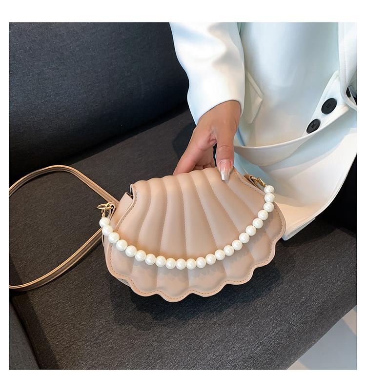 

Сумка-мушля, обідня перлина, жіноча сумка, нова сумка-месенджер через плече, персоналізована портативна жіноча сумка з перлинним ланцюжком темного кольору хакі