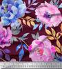 Soimoi Japan Crepe Satin Fabric Leaves & Peony Flower Print Fabric by the Metre 42 Inch