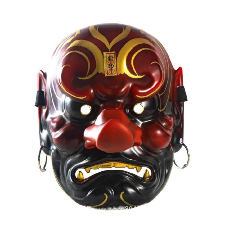 Halloween Kostüm Groß Tengu Japanische Maske Handbemalt Party Maske Schmuckstück Vollgesichtsmaske mit langer Nase Cosplay