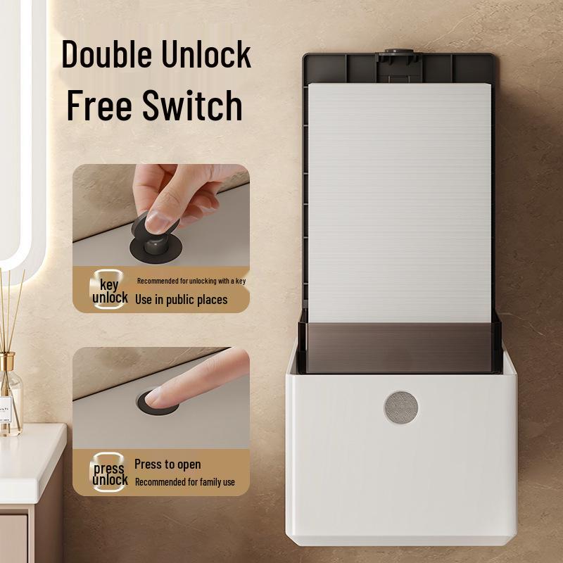 Punch-Free Wall-Mounted Tissue Box Holder for Bathroom, Kitchen, and Living Room