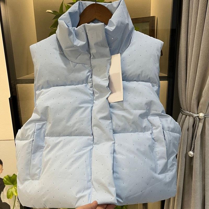 Autumn Winter Short Down Cotton Vest Coat Women Sleeveless Stand Collar Zipper Vest Jacket Ladies Waistcoat Female Outerwear