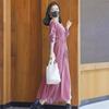 2026 autumn loose new golden velvet dress long slim temperament long sleeve large size autumn dress women's long dress children