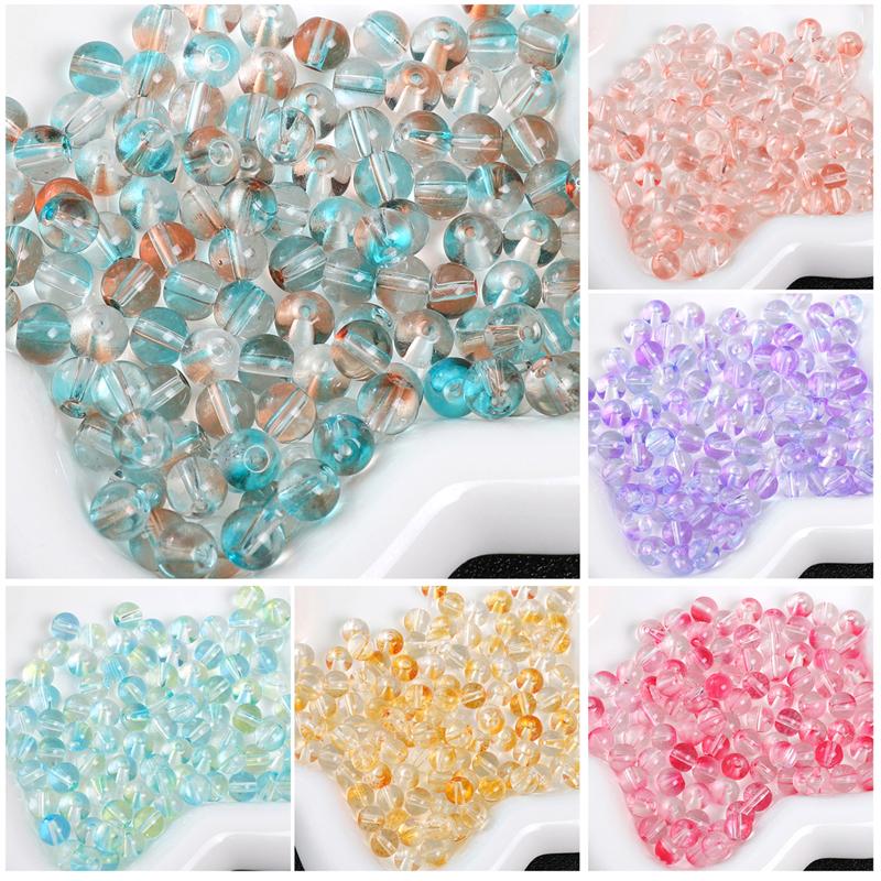 8mm 50pcs/bag Jelly Glass Bubble Beads DIY Necklace Bracelet Earrings Ring Jewelry Accessories