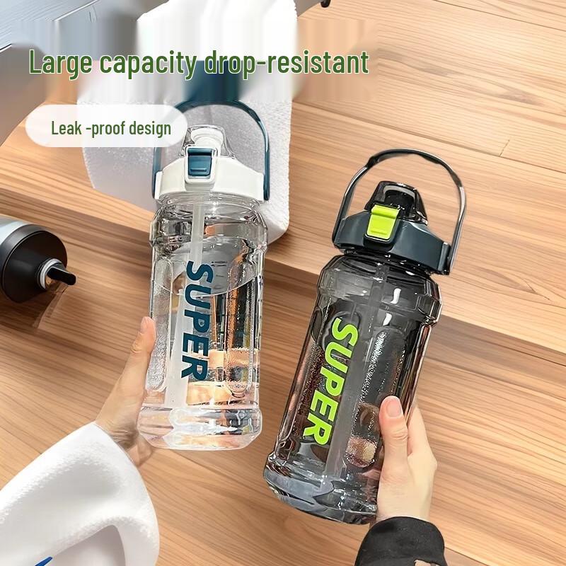Portable Large Capacity Plastic Straw Water Bottle