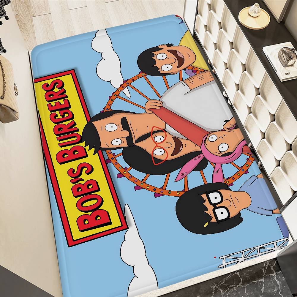Cartoon B-Bobs Anime BurgersES Entrance Door Mat Washable Non-Slip Living Room Sofa Chairs Area Mat Kitchen Welcome Doormat