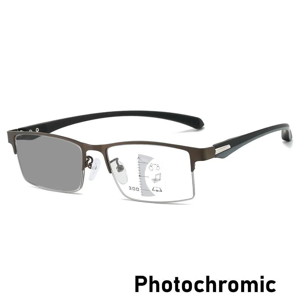 

Men s Business Progressive Multifocal Presbyopia Glasses Photochromic Reading Glasses High Definition Anti-Blue Light Glasses +400
