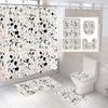 Small Fresh Mosaic Marble Printed Bathroom Curtain Shower Curtains With Hooks Non-Slip Carpet Toilet Lid Cover Bath Mats Rugs