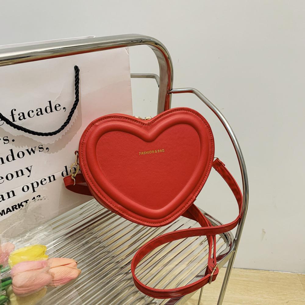 Fashion Heart Shape Crossbody Bags for Women  Solid Color Pu Shoulder Bag Casual Ladies Handbags Designer Women Bags