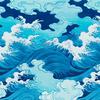 Motif Sea of White Japanese Marble Stylish Japan Pattern Cotton Made in 23C Blue x Fabric 110cm x nora. KM1041-C Pattern Clouds, Clouds, Waves,