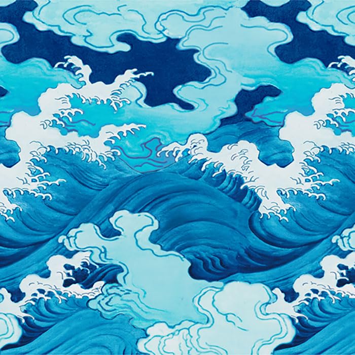 Motif Sea of White Japanese Marble Stylish Japan Pattern Cotton Made in 23C Blue x Fabric 110cm x nora. KM1041-C Pattern Clouds, Clouds, Waves,
