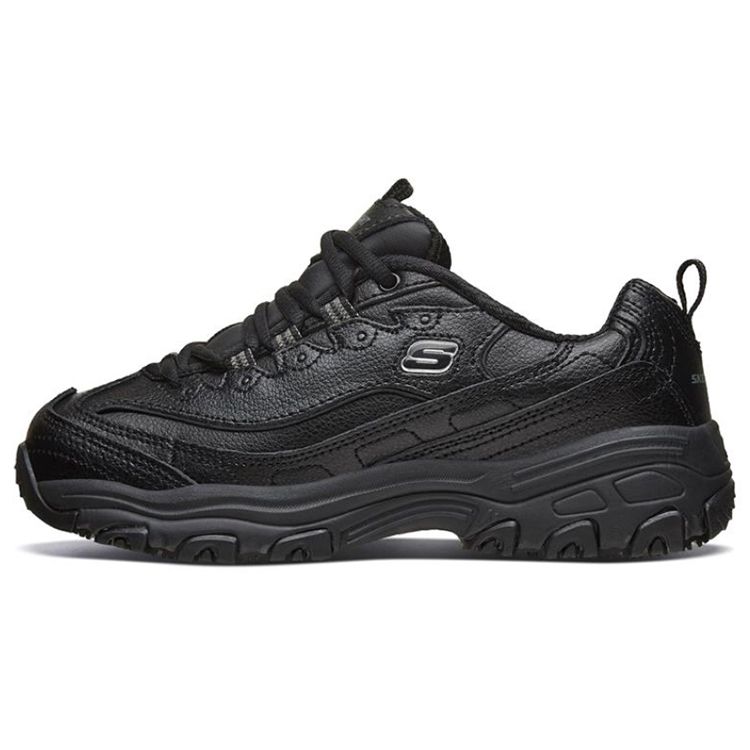 Skechers DLites SR Mesh Synthetic Leather Retro Breathable Height Increasing Low Top Dad Shoes Women sneaker Black 76605-BLK 35