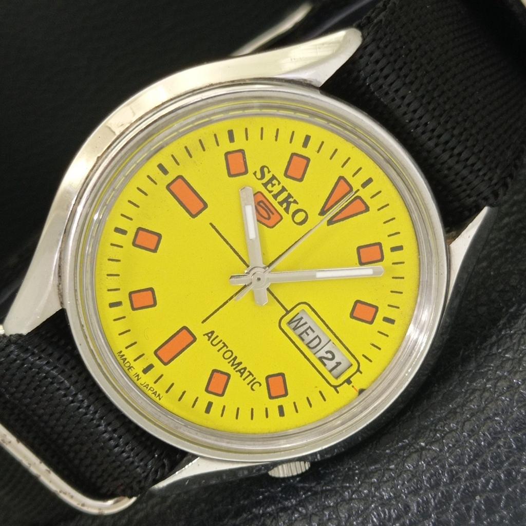 

SEIKO 5 AUTOMATIC VINTAGE JAPAN 6309A MENS YELLOW COLOR DIAL WATCH a702714-1 R210-a702714