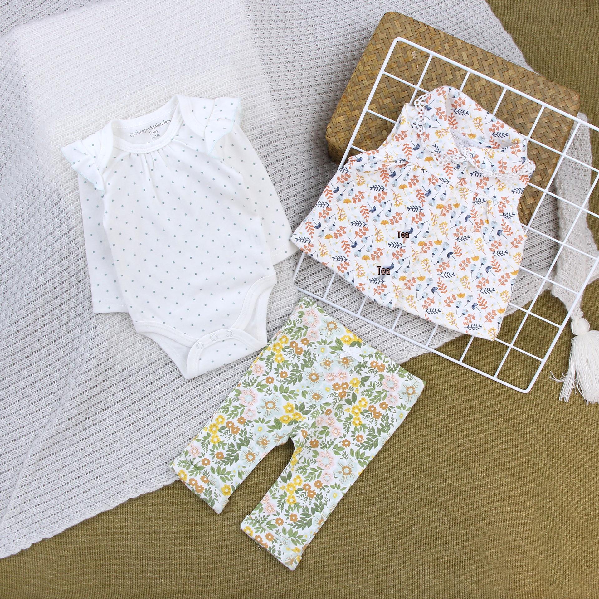 Комплект из 3 предметов для девочки: Боди с длинным рукавом, брюки и жилет - Детский комплект одежды из чистого хлопка 0-3 months