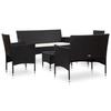VidaXL Salon de jardin 5 pcs avec coussins Résine tressée Noir