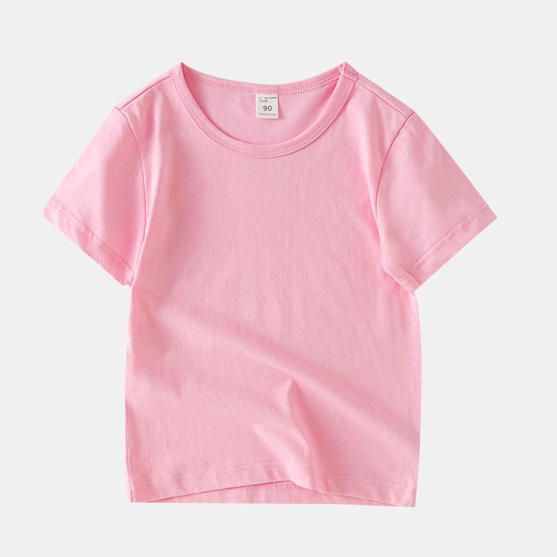 

Детская футболка с коротким рукавом, однотонная, хлопковая - Летняя для мальчиков, размеры от 3T и старше 7Y Height 140cm розовый
