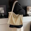 Large Capacity Beach Hollow Composite Tote Lightweight Leather Small Pouch Straw Woven Shoulder Bag Solid Color Polyester