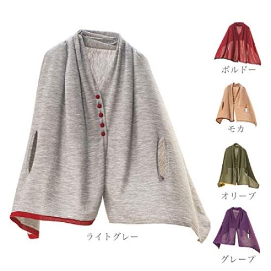 Autumn Nico Stole Poncho Kinomi Colors Merino Wool Stylish for Women [Saifuku Co., Ltd.] (5 Available) Cardigan, Thick, Fall/Winter Throw, (Mocha) #07