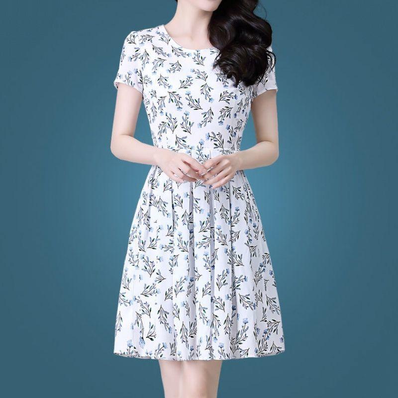 Abiti estivi da donna a maniche corte linea ad A slim Elegante abito traforato