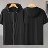 T-shirt en soie glacée douce pour homme, printemps-été, manches longues, séchage rapide, capuche, grande taille, t-shirt fin, grande taille
