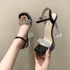 Super High Heels Women Sandals Luxury Shiny Rhinestone Platform Sandal Sexy Transparent Party Women Dress Sandal Sandalias Mujer