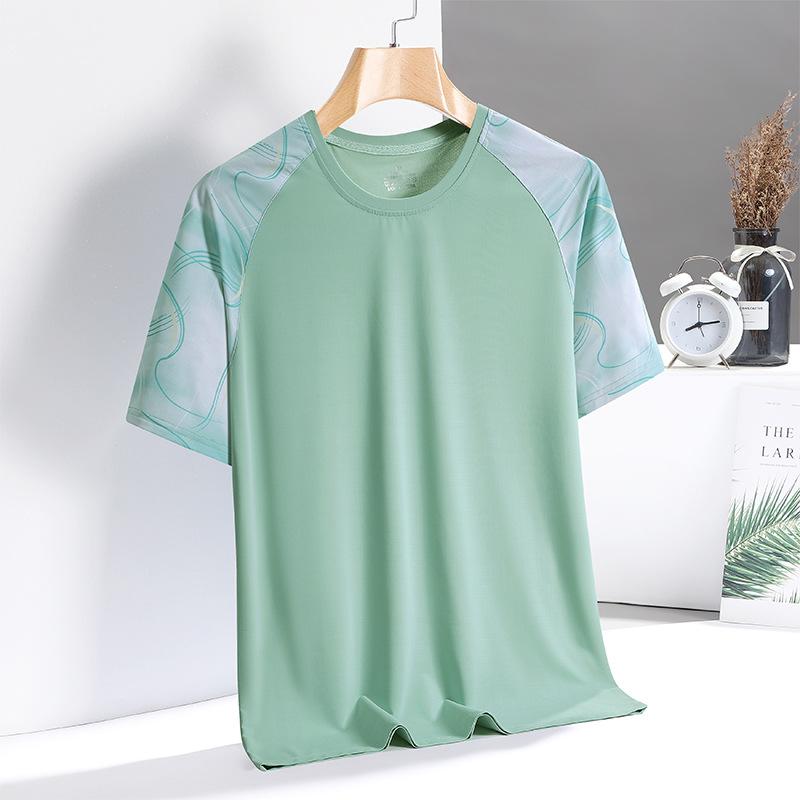 Sports and Leisure Men's Running Speed Dry Clothes Sweat Wicking Ice Feeling Summer Ice Silk Short Sleeved Fitness Clothes T-shirt