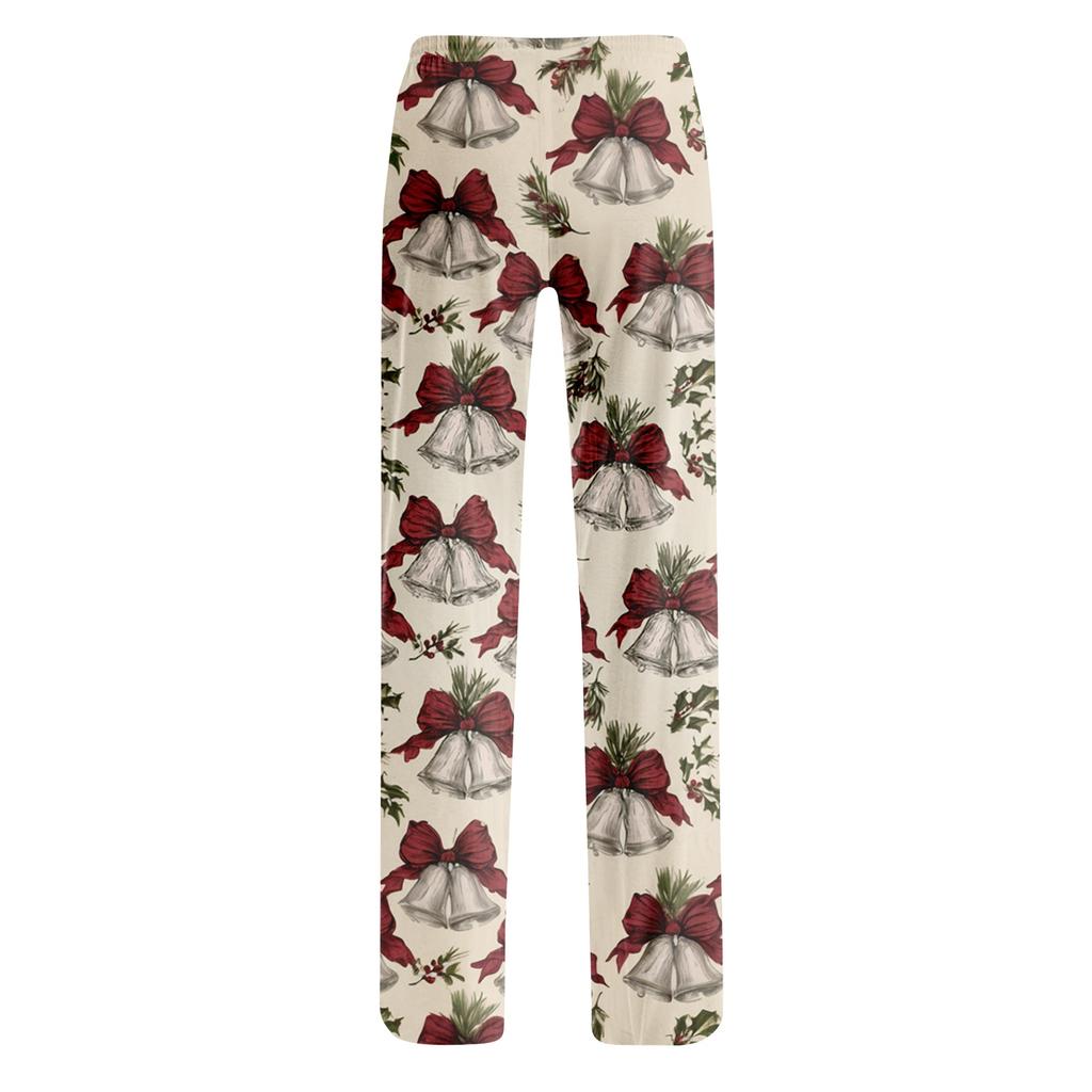 Women's Christmas Print Loose Fit Casual Pants for Holiday