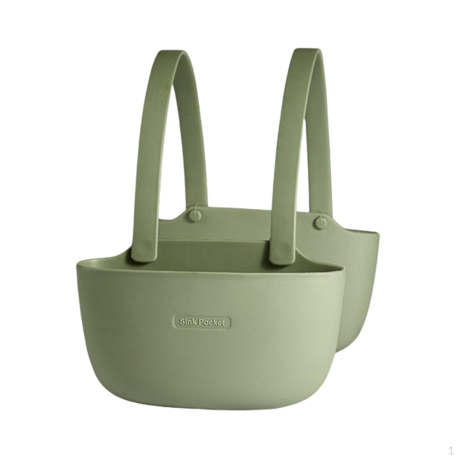 Hanging Drain Basket, Sink Bag, Basket Storage Shelf Strainer Bag green double layer