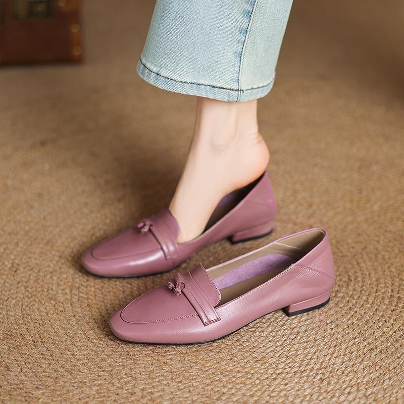 

Krazing Pot коровья кожа весна лето размер 41 толстый низкий каблук женский круглый носок базовая одежда туфли без застежек на неглубоких каблуках 37