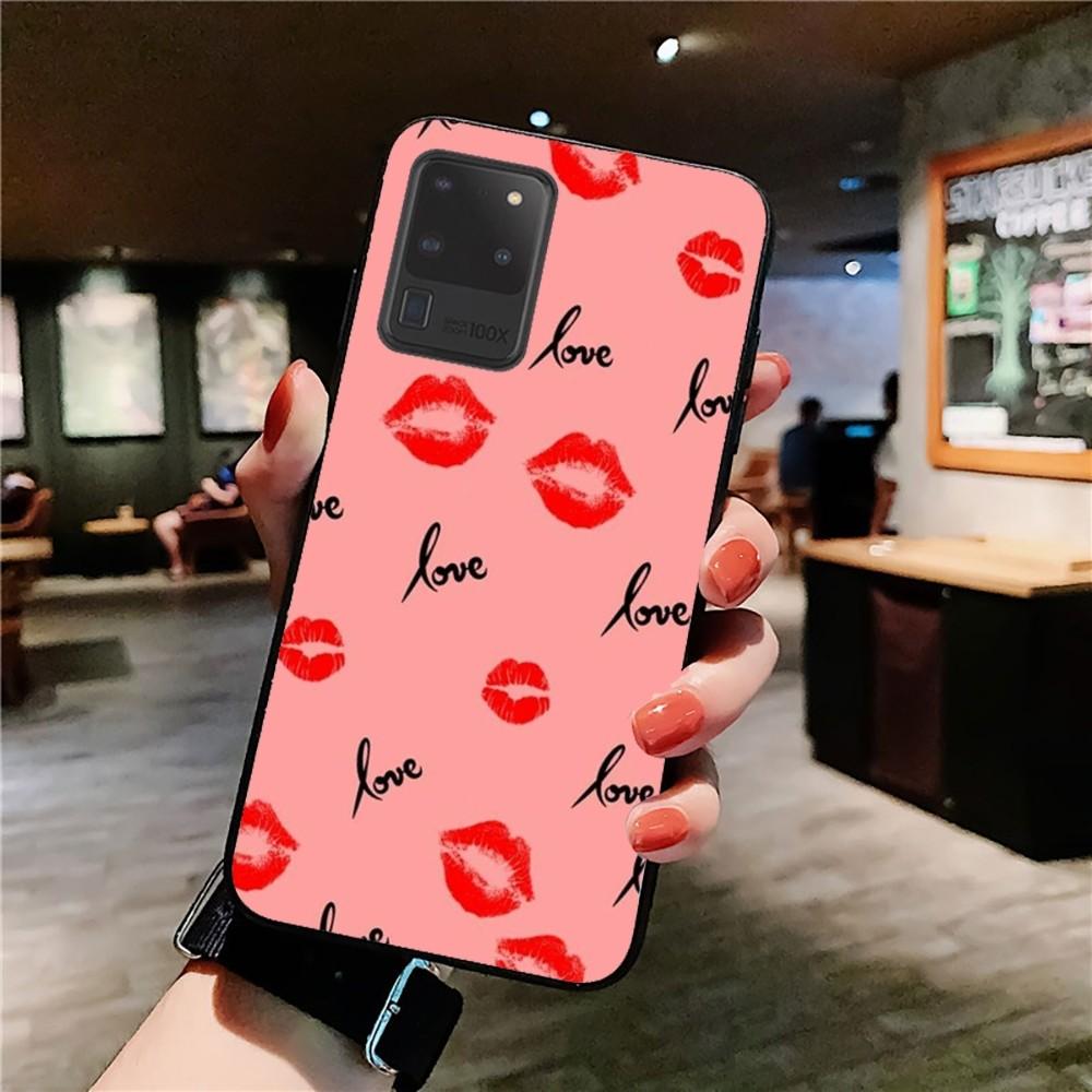 Sexy Girl red Lips Kiss Phone Case For Samsung S 9 10 20 21 22 23 30 23 24 plus lite Ultra FE S10lite Fundas