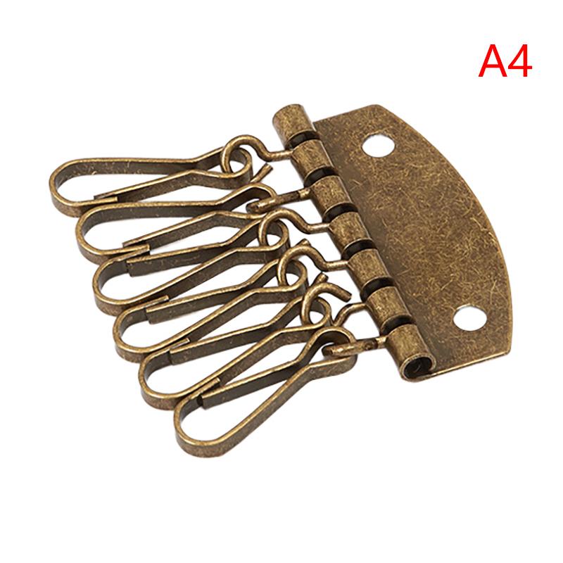 1PC Anti-fall Key Holders 6 Hooks Metal Rivet Wallet Key Clasp Clip Practical Small Keyring for Birthday Gifts