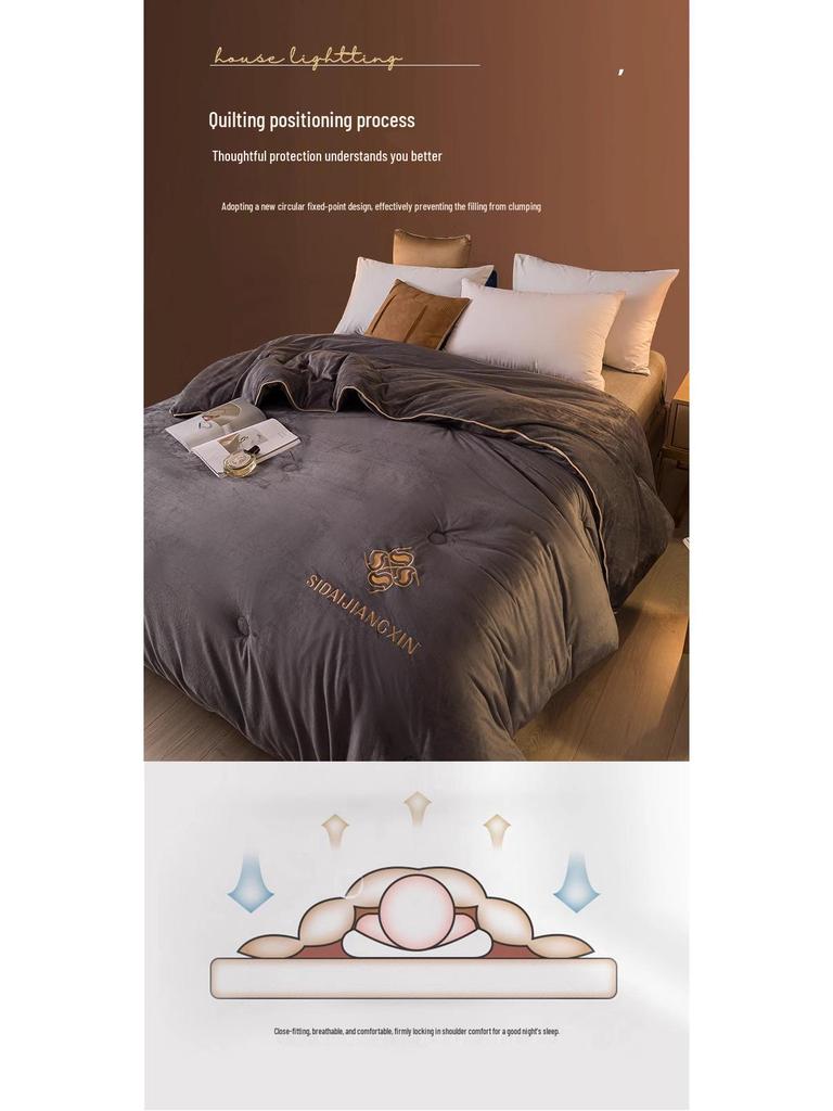 Cozy Autumn-Winter Double Patchwork Quilt: Plush Velvet Warm Bedding for Dorms & Homes