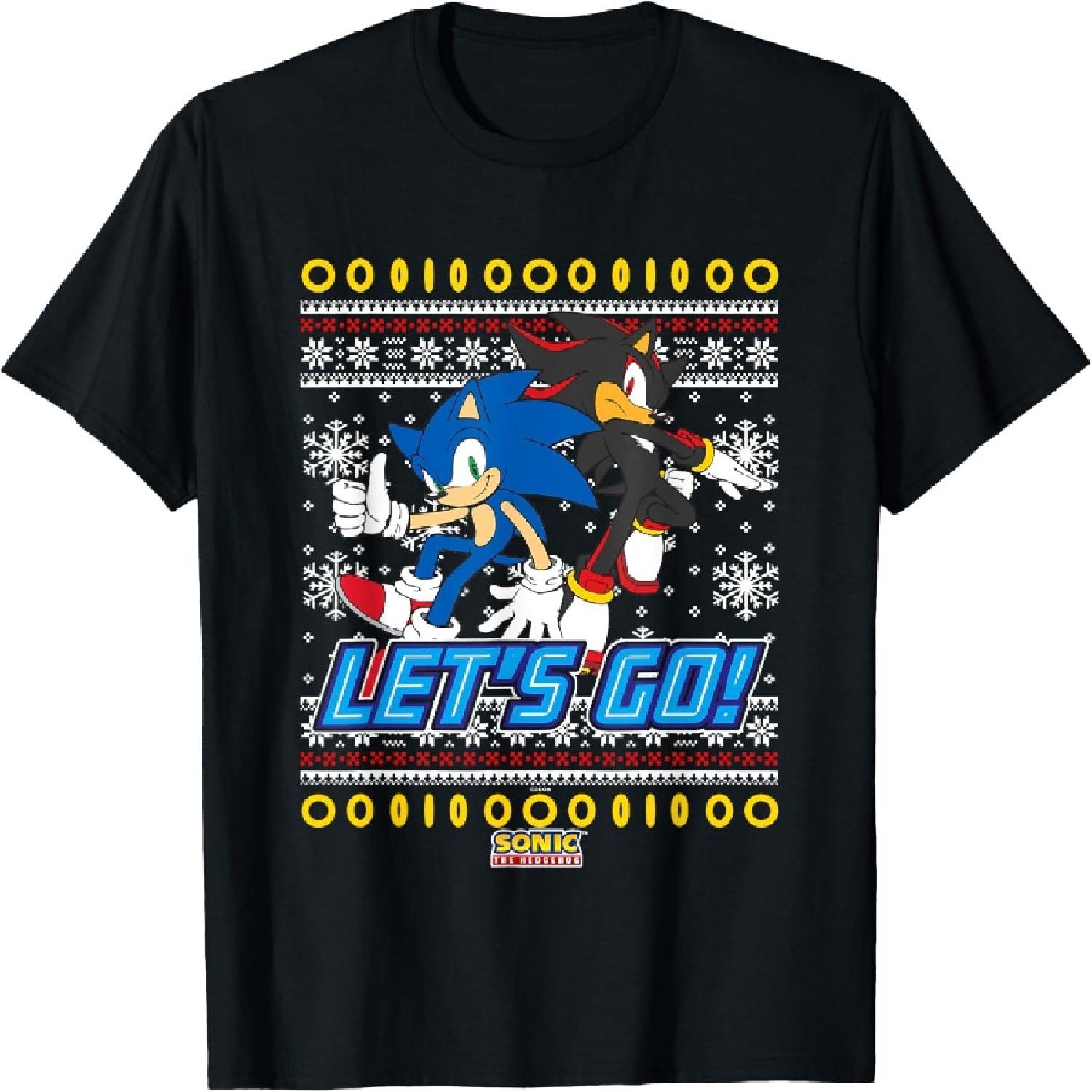 Рождественская футболка с уродливым свитером Соник Хеджхог Тень и Соник S