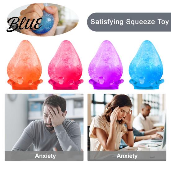 Relaxation Hand Exerciser Glitter Waterdrop Stress Relief Toy Anxiety Reduction Water Drop Shape Elastic Squeeze Sensory with Sequins Inside Portable