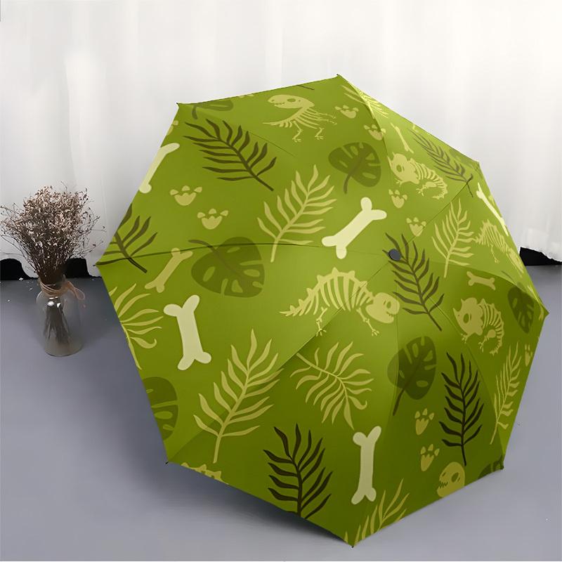 1pc Dinosaur Bones Fashionable Automatic Opening/Closing Folding Umbrella with 8 Bones, Windproof Portable, Daily Use159