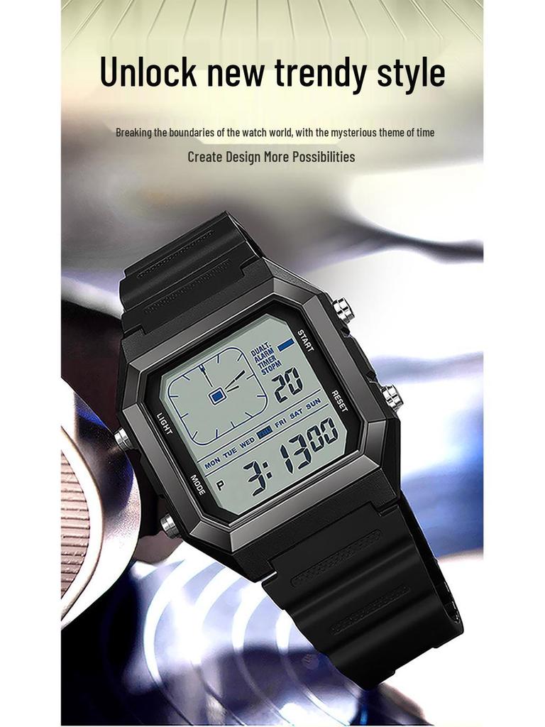 Sanda 6307 Quadratische Analoge Wasserdichte Leuchtende Countdown-Uhr