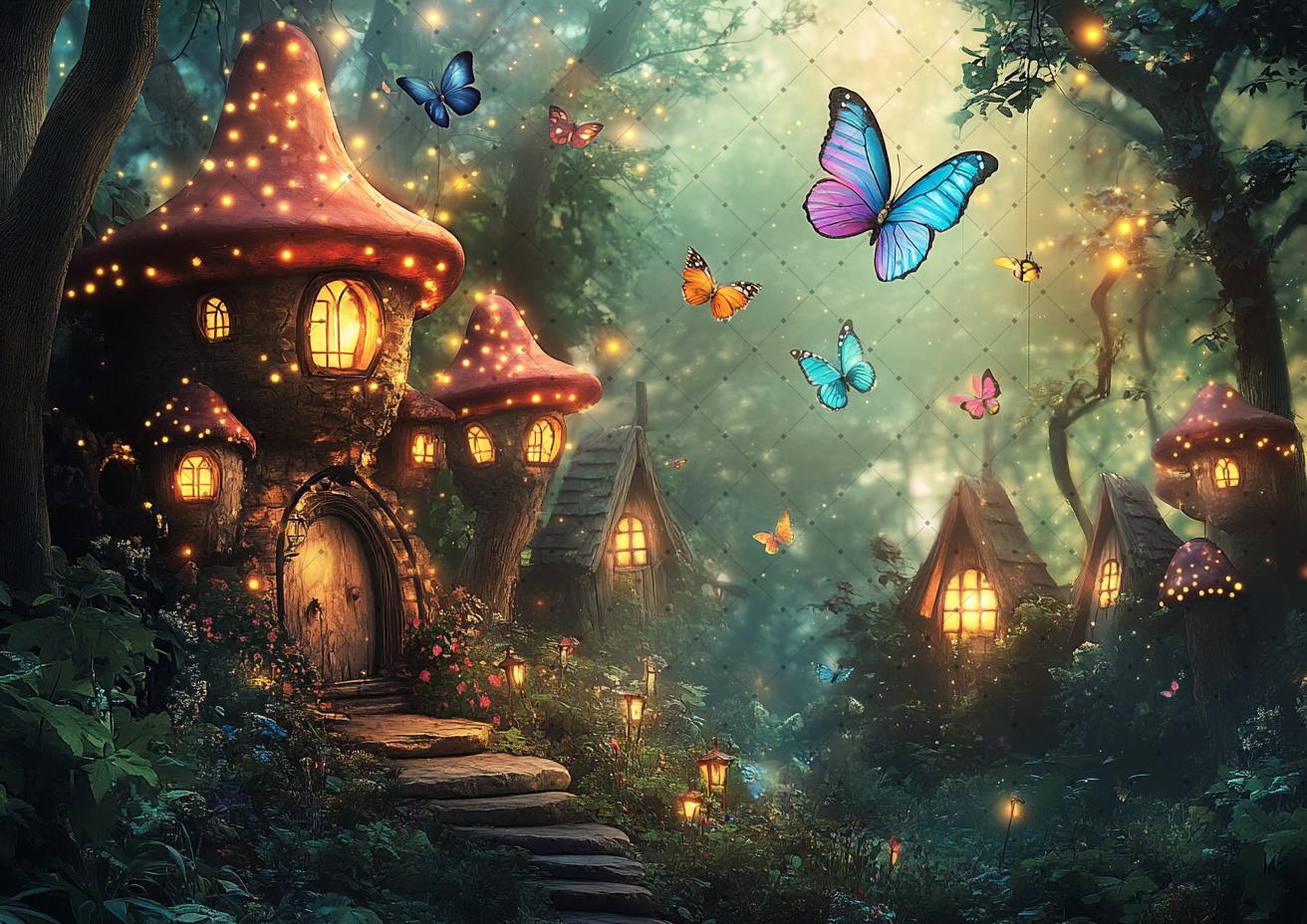 Fairy forest Glitter tree background Magic