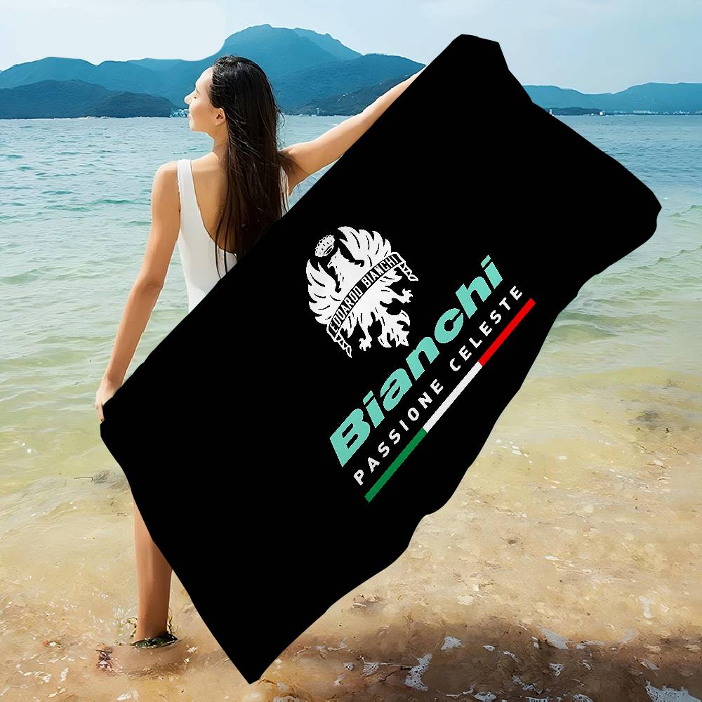 B-bianchi-S Bicycle Logo Microfiber Blanket Quick Drying Beach Towels Oversized Printing Super Absorbent Pool Towel Blanket
