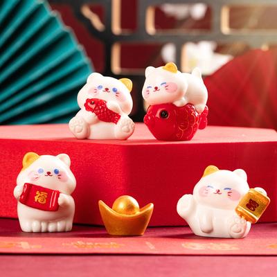 6Pcs Mini Glückliche Katze Ornament Cartoon Kätzchen Puppe Figurine Micro Landschaft Auto Innen Hause Desktop Dekoration