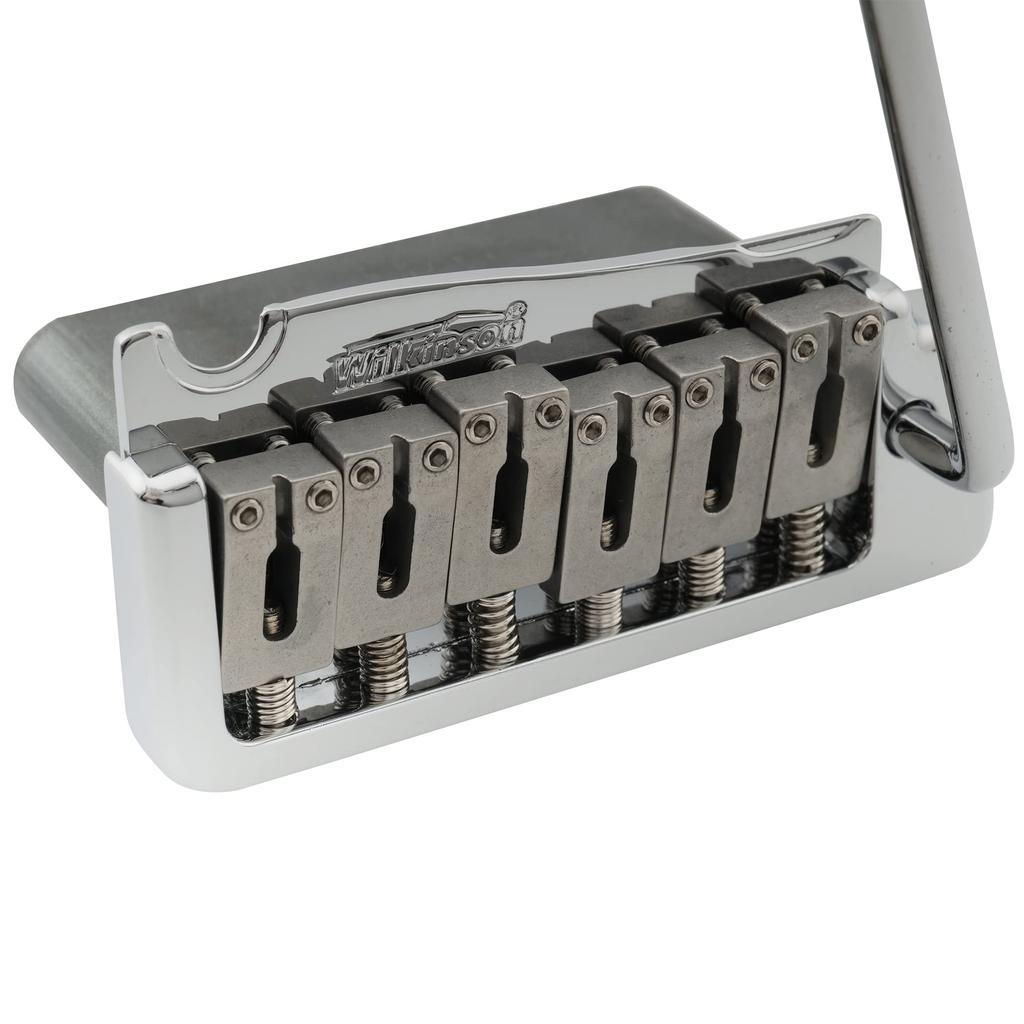 Wilkinson Tremolo Bridge Unit with Stainless Steel Saddles and Full Steel Block for Strat Chrome WVP-SB 10.8mm Two-Piece Imported/Japanese Guitars,