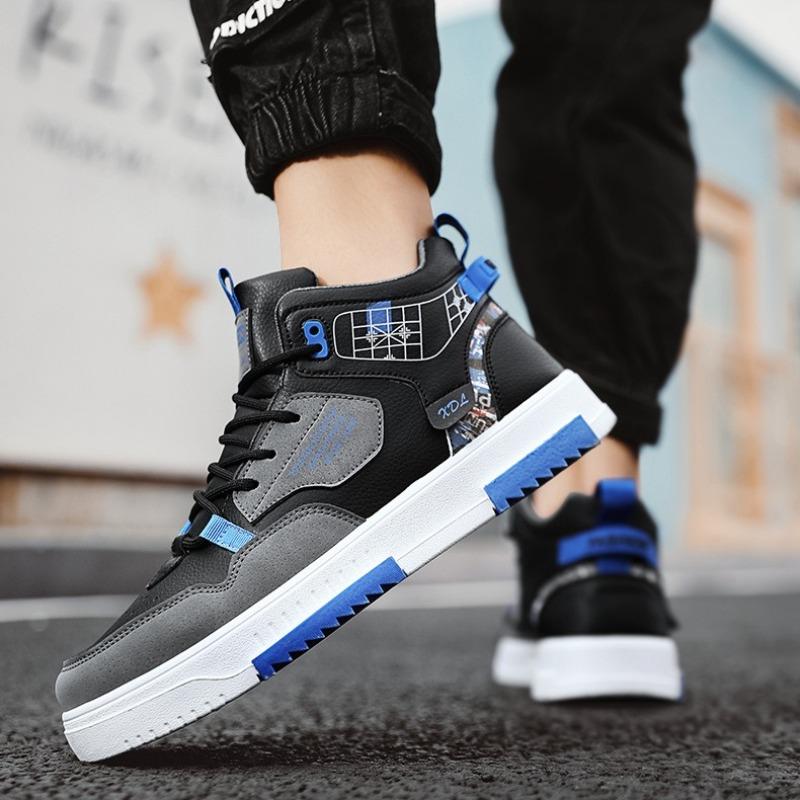Men's High-top Sneaker Fashion Leather Casual Shoes Lace Up Platform Vulcanize Shoes High Top Skateboard Shoes Zapatillas Hombre