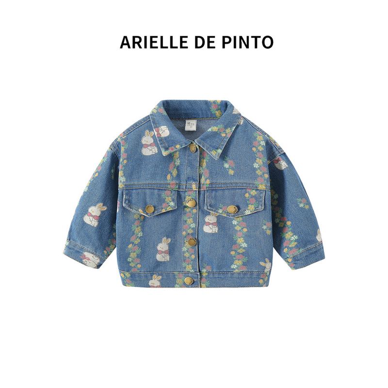 French Arielle De Pinto Kidsren's Denim Jacket, Fashionable New Style, Autumn Clothing for Girls, Stylish Tops