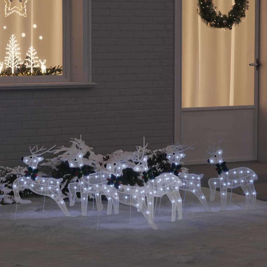 vidaXL LED Reindeer Set 6 pcs White Fabric