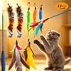 11 stuks vervangende kattenveren speelgoedset, veren vervangende kop, intrekbare kattenstok, kattenproducten