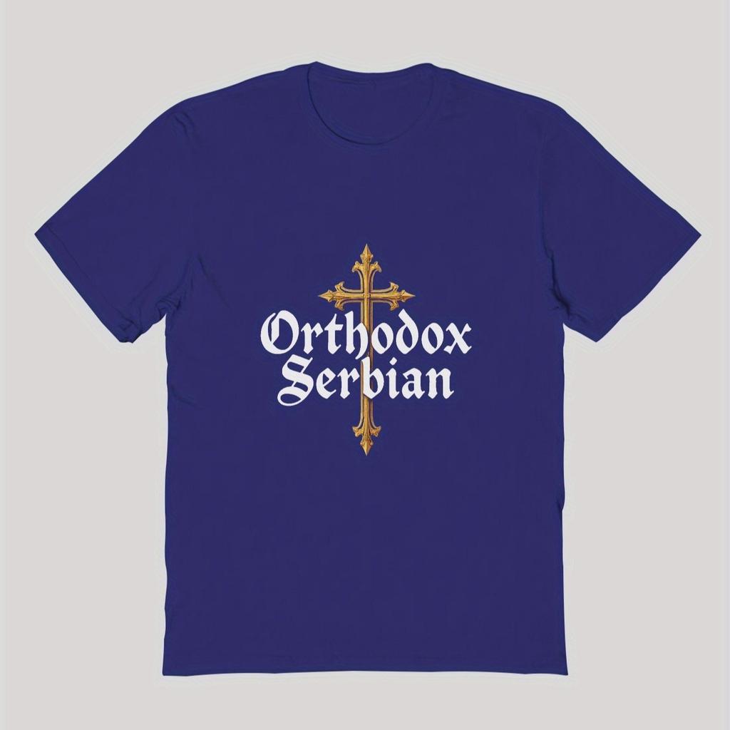 Orthodox Serbian Golden Cross Text Print TShirt 100 Cotton ONeck Short Sleeve Summer Casual Unisexs Tshirt Streetwear