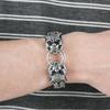 Mens Titanium Steel Leopard Charm Bracelet Punk Style Geometric Design Polished Finish Adjustable 22cm