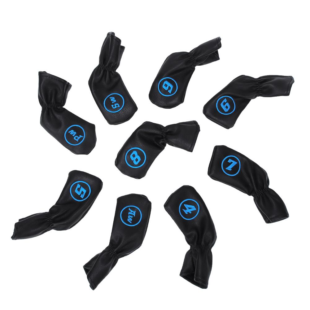 

9PCS PU Leather Waterproof Thicken Plush Putter Head Cover Iron Headcovers Accessory